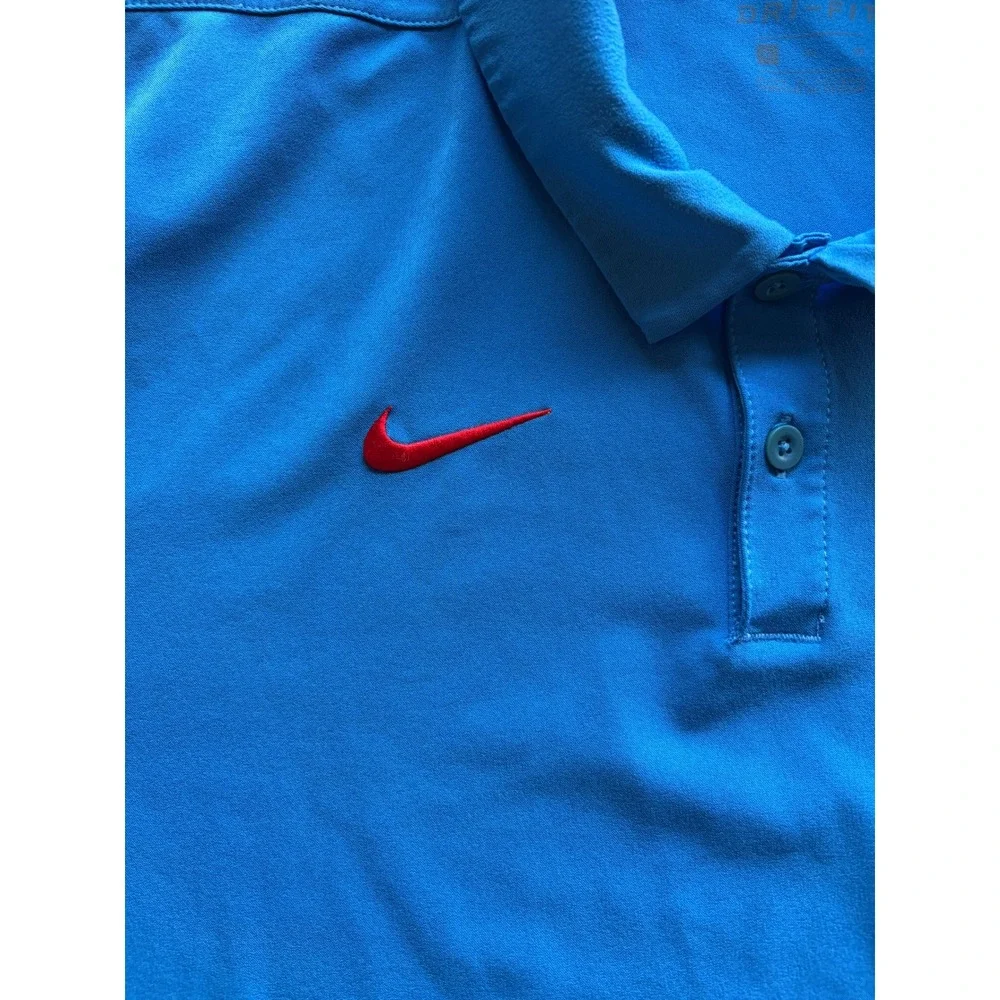Nike Blue Ole Miss Rebels Dri-FIT Sideline Pocket Polo Shirt Mens XL Excellent